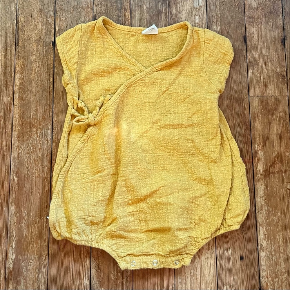 Mini Powder Cotton Wrap-Top Romper Onesie 9-12mo